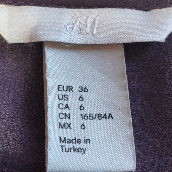 H&M 3/4 Sleeve Purple Sheer Ruffle Front Blouse - Picture 8 of 10